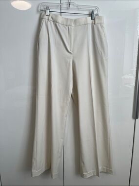 MASSIMO DUTTI NWOT Wool Effect Classic Wide Leg Cream Dress Pants, Size 10